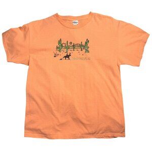 DELTA T-Shirt Women's L Orange Cotton Chino Valley AZ Graphic Western Desert Fit